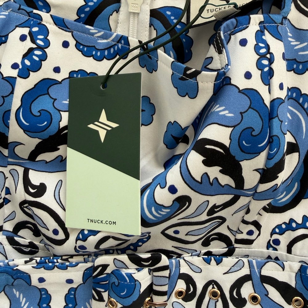 Tuckernuck White and Blue Printed Tiered Midi Dress - Picture 12 of 13